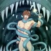 M4M yaoi story art showing a gay vore tentacle monster eating and breeding a submissive boy. Illustrated by Mazjojo.