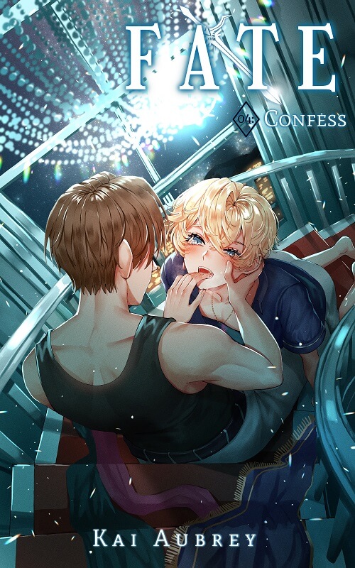 BL romance story art showing a sub twink worshipping his dom gay alpha male protector.