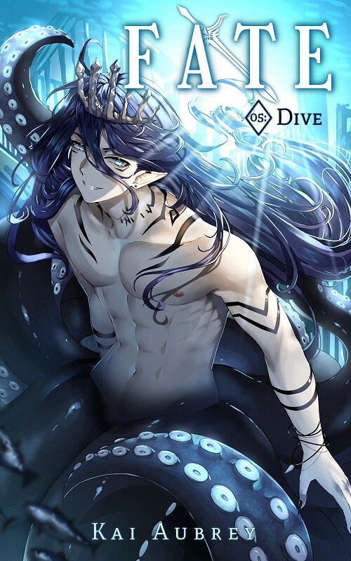 BL romance story art showing a gay monster merman using tentacles to seduce and breed.