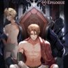 BL romance story art showing an alpha male king atop his throne after verbal dirty talk sex with a gay femboy.