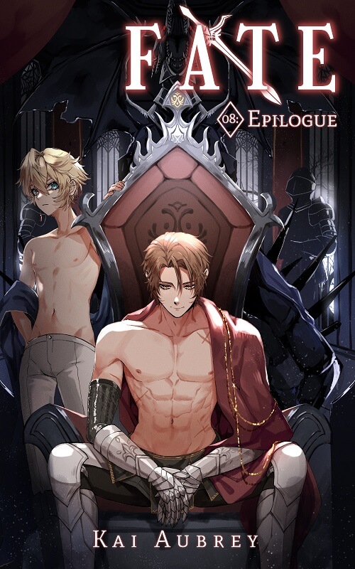 BL romance story art showing an alpha male king atop his throne after verbal dirty talk sex with a gay femboy.